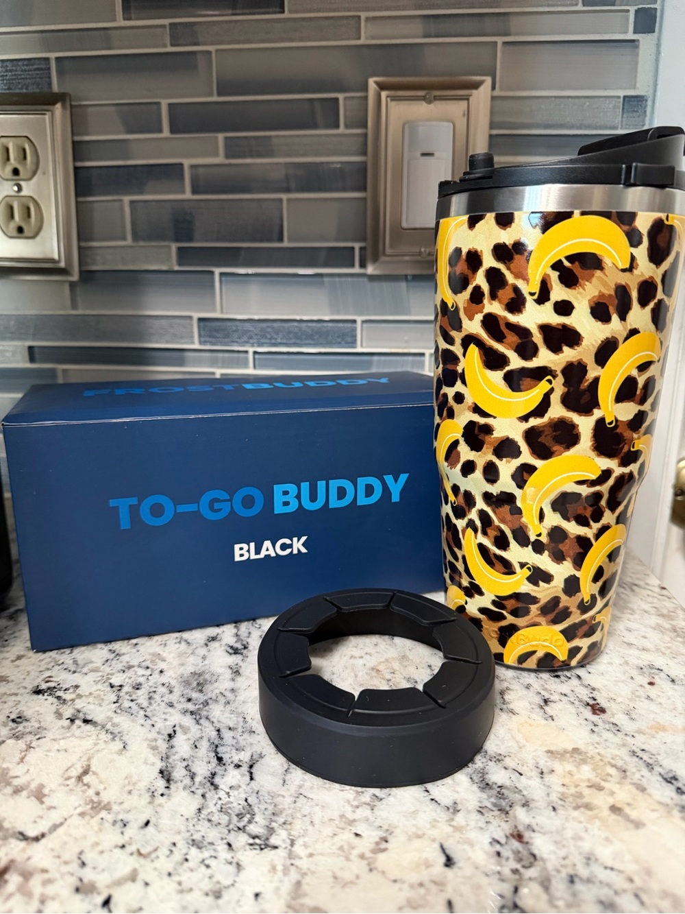 To-Go Buddy Travel Tumbler - Leopard Print with Bananas